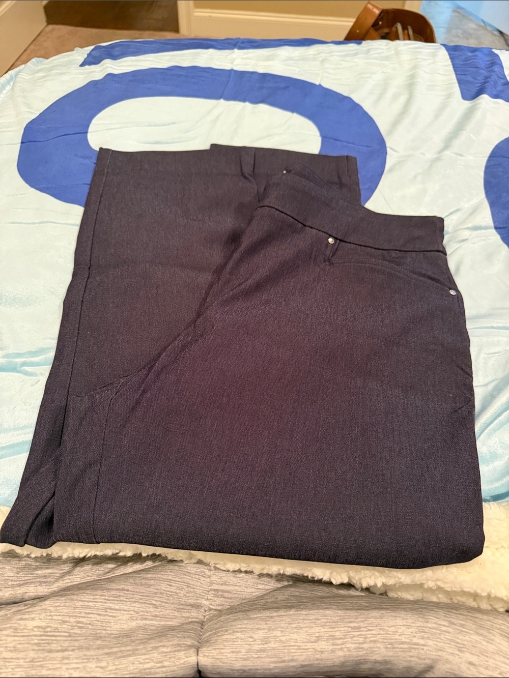 Hilary Rafley Dark blue/black Straight leg pull on stretch pants-XL (25” inseam)